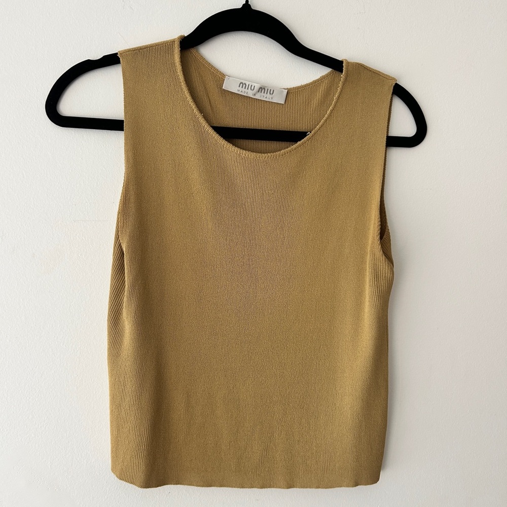 Miu Miu Metallic Gold Tank Top